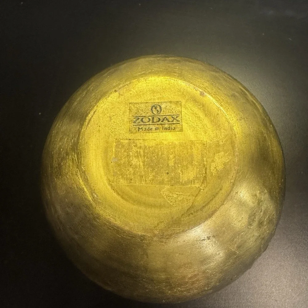 Hammered Brass Sphere Vase Pot 5‎ Inch MCM Mid Century Modern